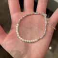 Luxury Minimal 925 Sterling Silver Pearl Bracelet for Women, Versatile Niche Design Freshwater Pearl Stackable Wrist Jewelry
